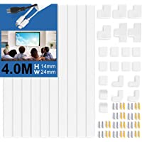 Canaleta para cables 10 piezas blanco autoadhesivo | Cubierta de cable de PVC de 400 cm- canal de cables para ocultar…